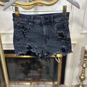 American Eagle‎ Women’s Denim Cutoff Shorts Size 0 Black Distressed Frayed Hem